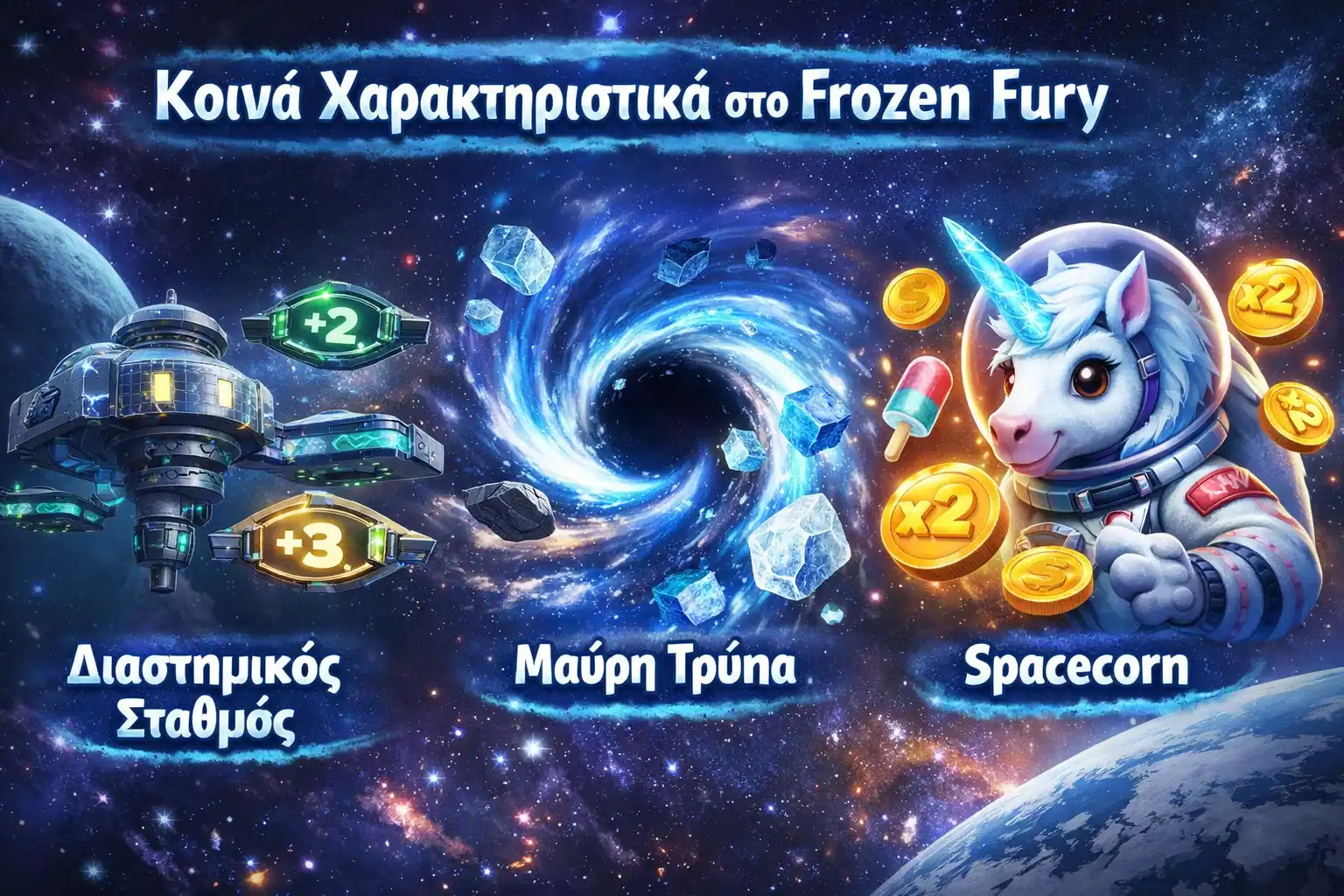 Τα κοινά P4 features του Frozen Fury με Space Station, Black Hole και Spacecorn σε σύνδεση με τον Yeti