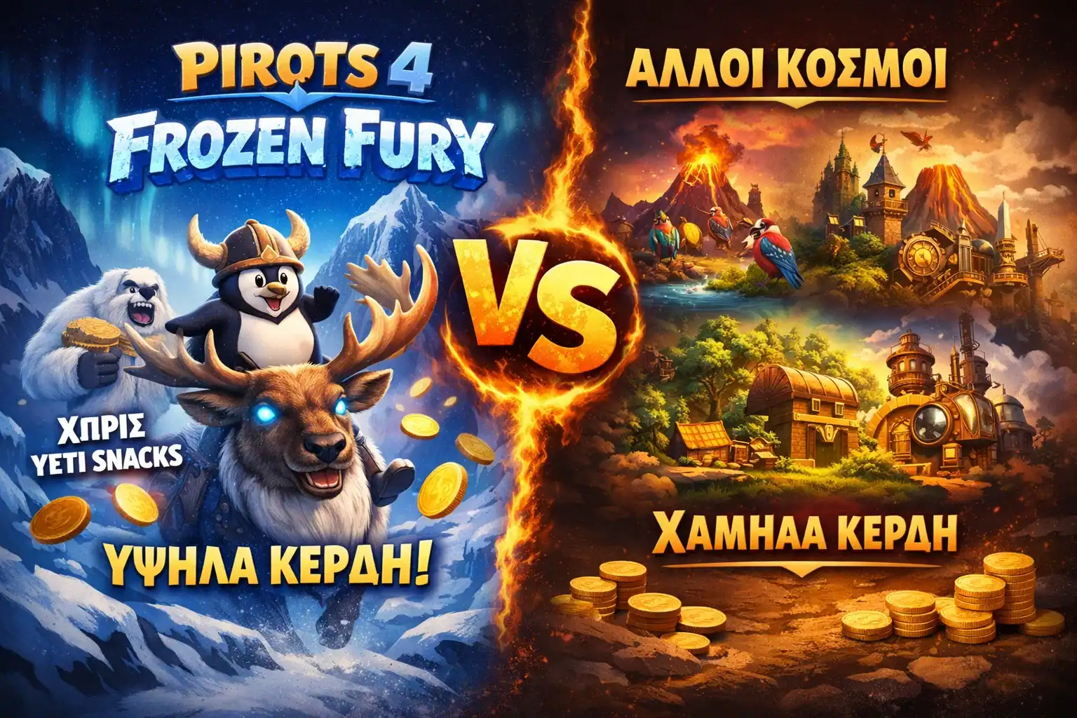 Σύγκριση Frozen Fury με Lost in Space και Inferno ως προς villain, Coin Game και διακύμανση