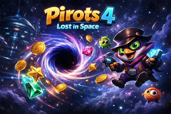 Pirots 4 Lost in Space με Space Bandit, Black Hole, Space Station, Spacecorn, CollectR 6x6 και Lost in Space Coin Game