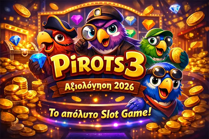 Αξιολόγηση του Pirots 3 για το 2026 με Bandit Escape, Duel, Train Heist, Coin Game, πλέγμα 6x7 και RTP 94