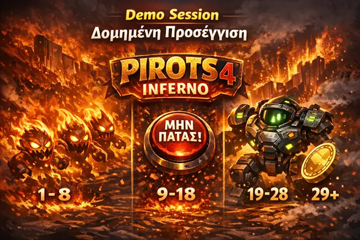 Δομημένο demo session στο Inferno για Fire Minions, Don't Press Button, Charlie mech suit και Coin Game timing