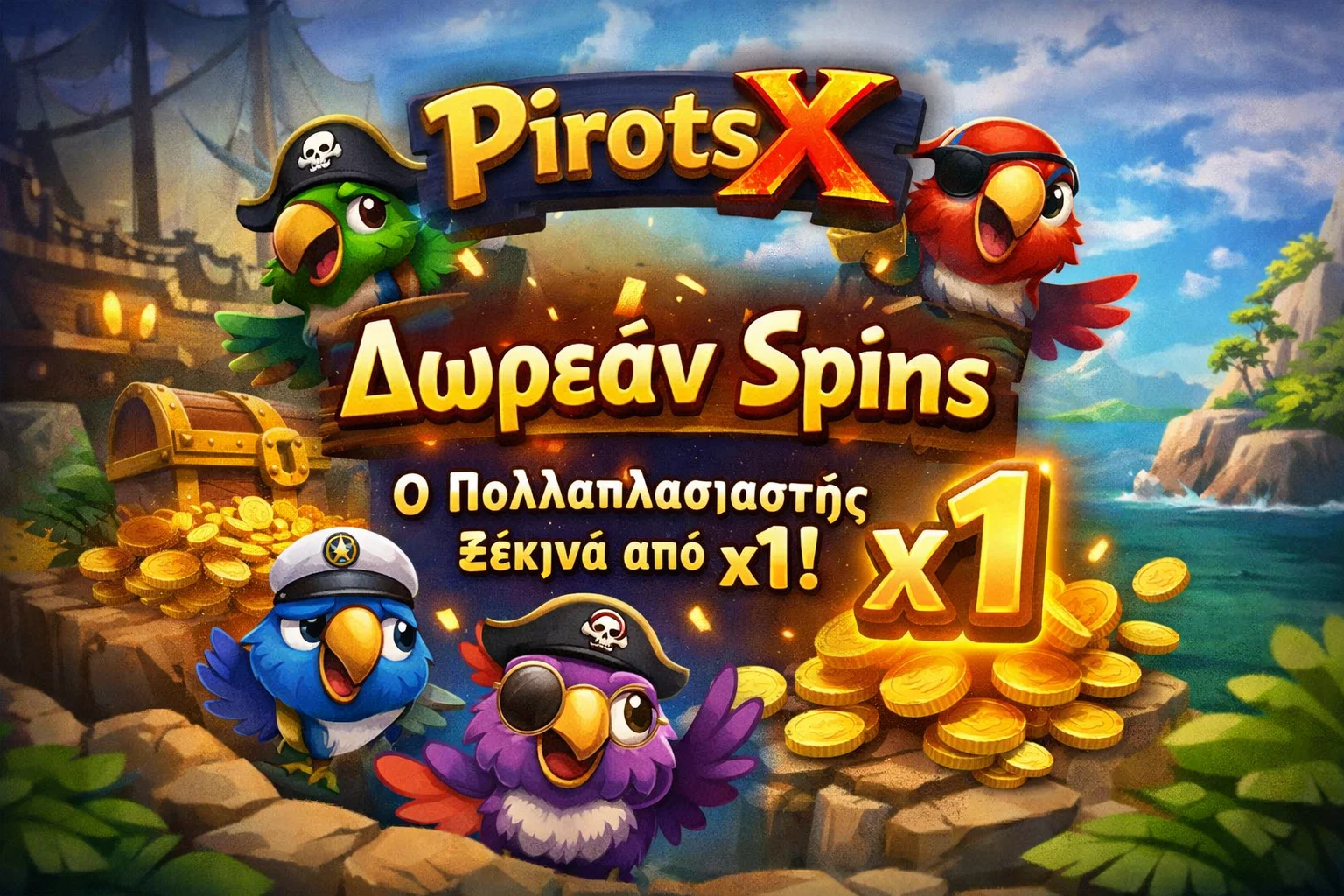 Το Free Spins bonus στο Pirots X demo με scatter trigger, ενεργό global multiplier και reset ανά spin