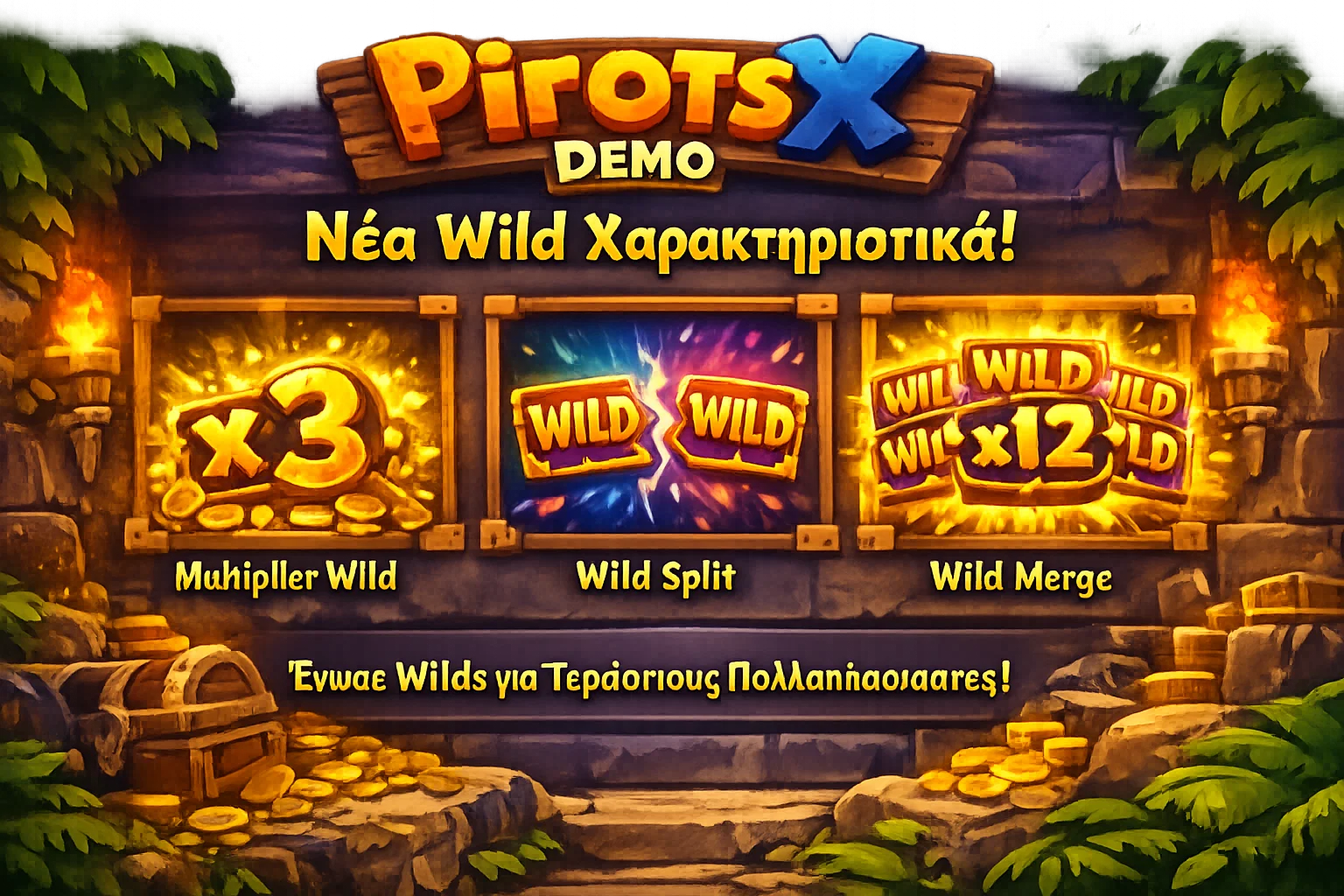 Οι τρεις τύποι Wild στο Pirots X demo με λειτουργία, παρατήρηση και έμφαση στο Wild Merge